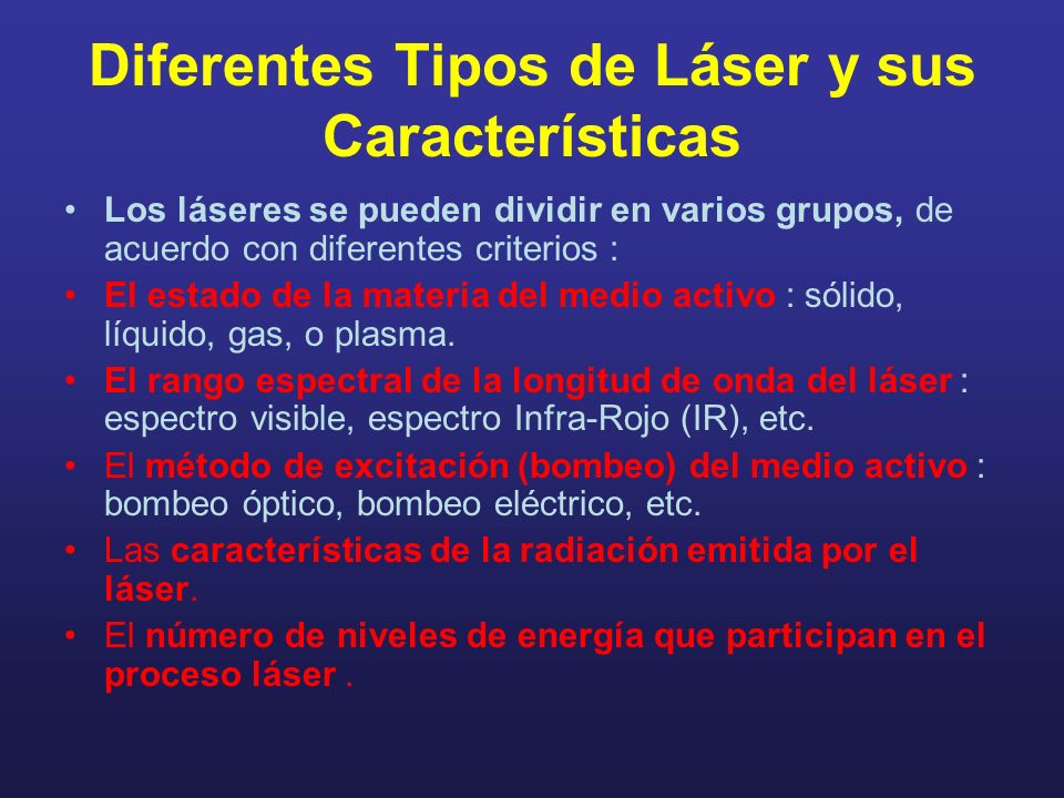 Diferentes Tipos de Láser y sus Características