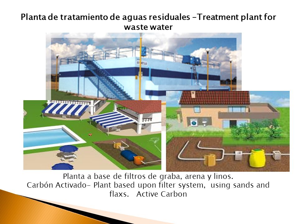 Planta a base de filtros de graba, arena y linos.