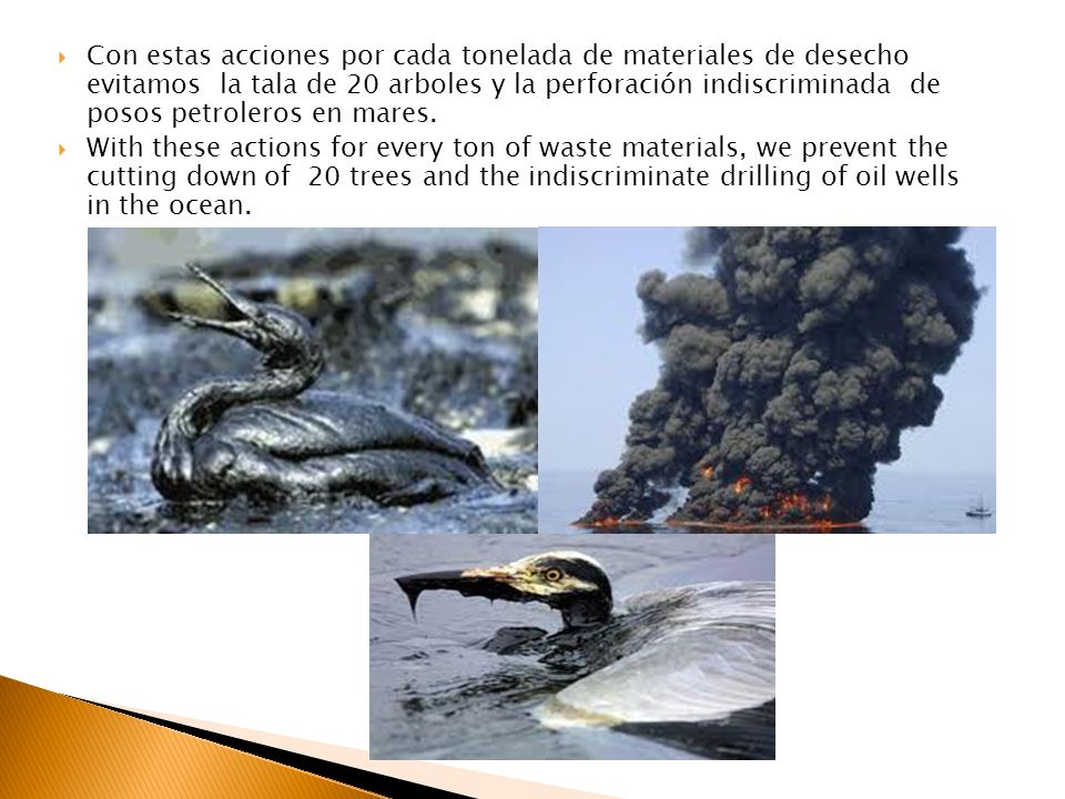 Con estas acciones por cada tonelada de materiales de desecho evitamos la tala de 20 arboles y la perforación indiscriminada de posos petroleros en mares.