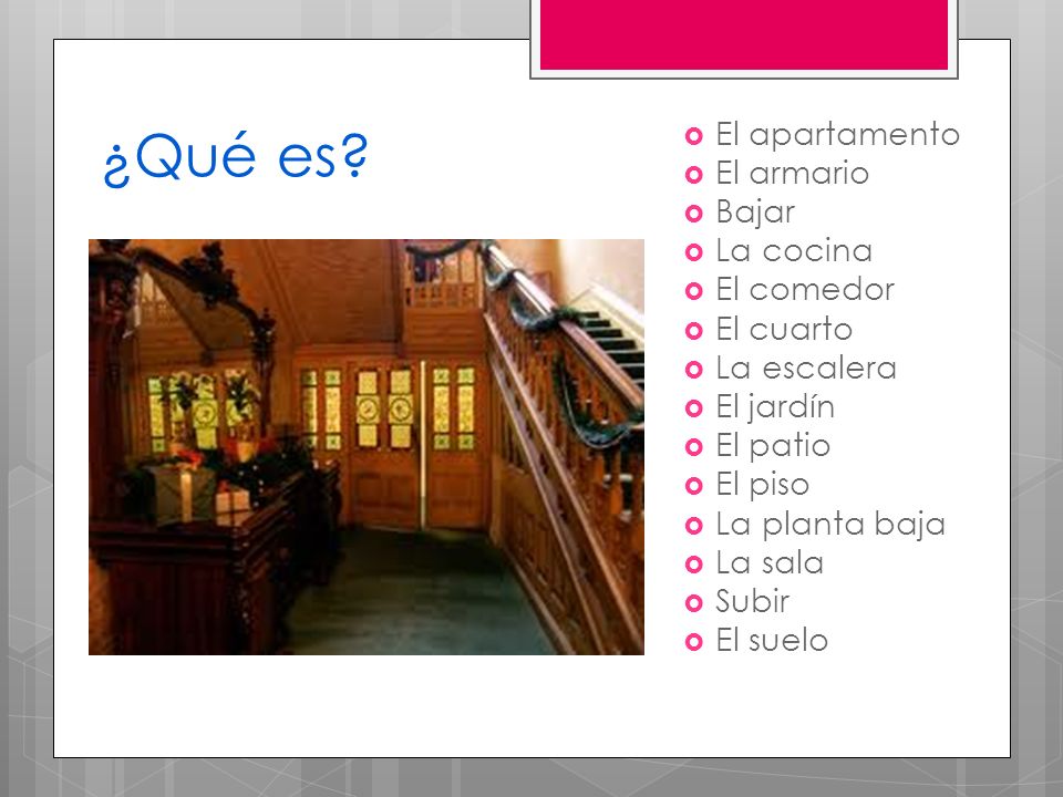 ¿Qué es El apartamento El armario Bajar La cocina El comedor