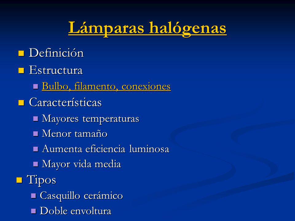 Lámparas halógenas Definición Estructura Características Tipos