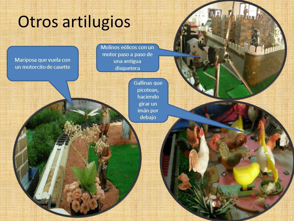 Otros artilugios Molinos eólicos con un motor paso a paso de una antigua disquetera. Mariposa que vuela con un motorcito de casette.