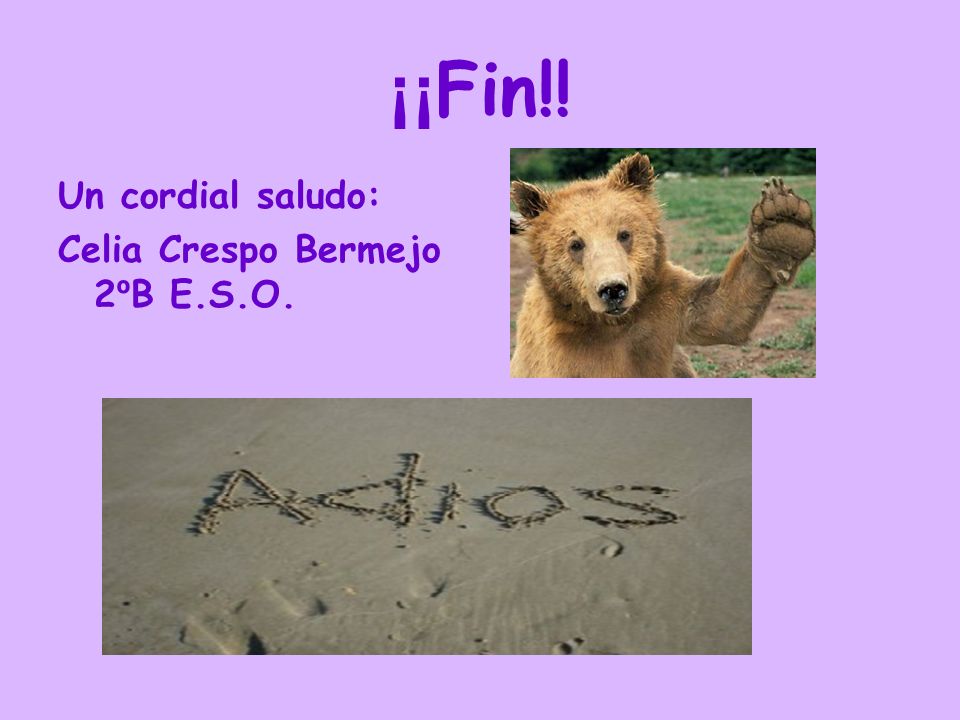 ¡¡Fin!! Un cordial saludo: Celia Crespo Bermejo 2ºB E.S.O.