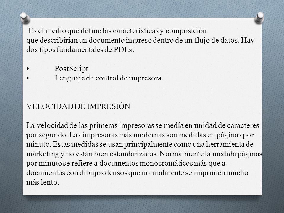 Es el medio que define las características y composición que describirían un documento impreso dentro de un flujo de datos.