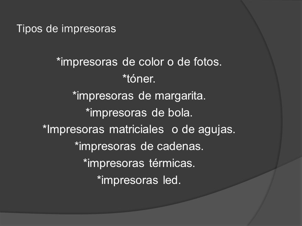 Tipos de impresoras