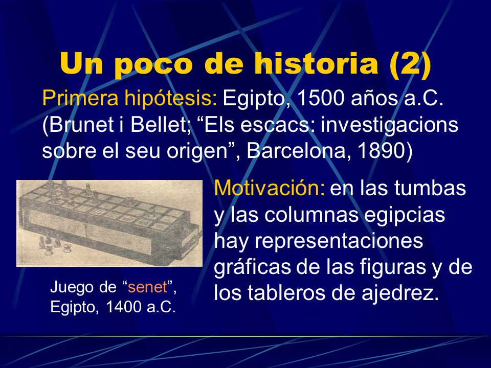 Un poco de historia (2) Primera hipótesis: Egipto, 1500 años a.C.