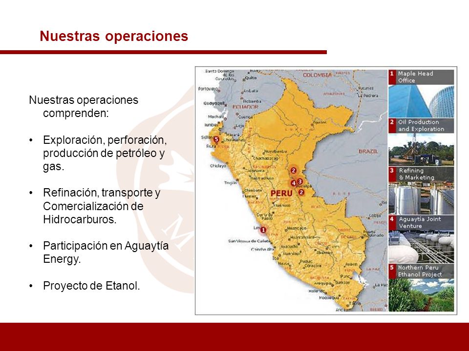 Nuestras operaciones Nuestras operaciones comprenden: