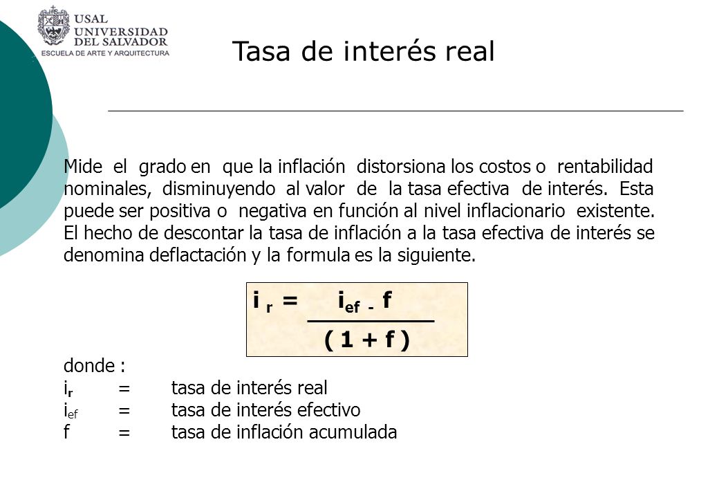 Tasa de interés real i r = ief - f ( 1 + f )