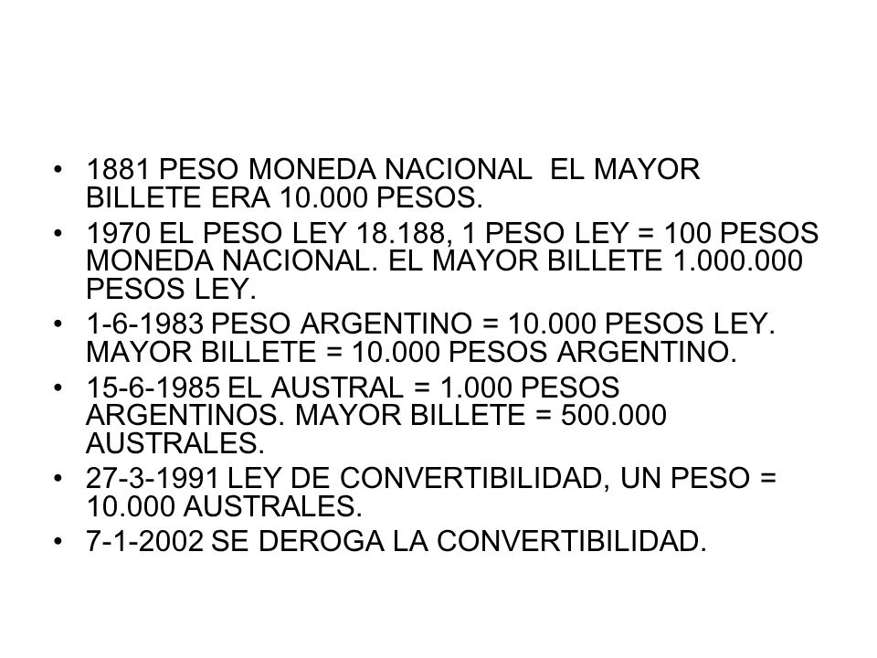 1881 PESO MONEDA NACIONAL EL MAYOR BILLETE ERA PESOS.