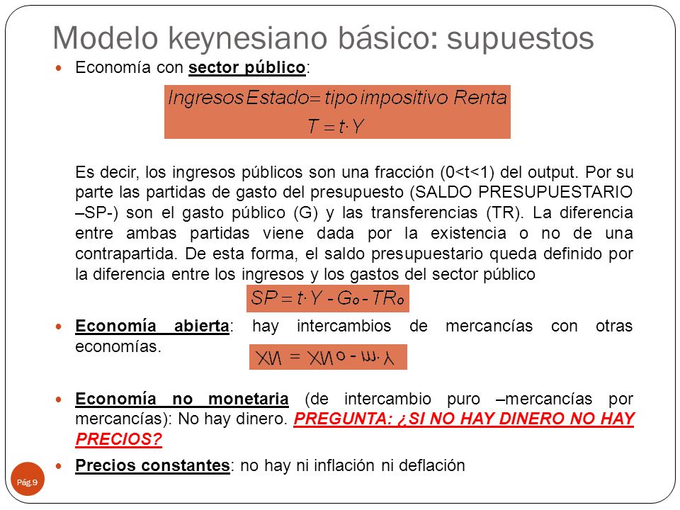 Modelo keynesiano básico: supuestos