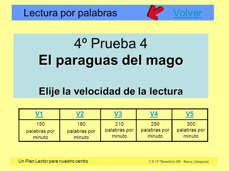 4º Prueba 4 El paraguas del mago Elije la velocidad de la lectura