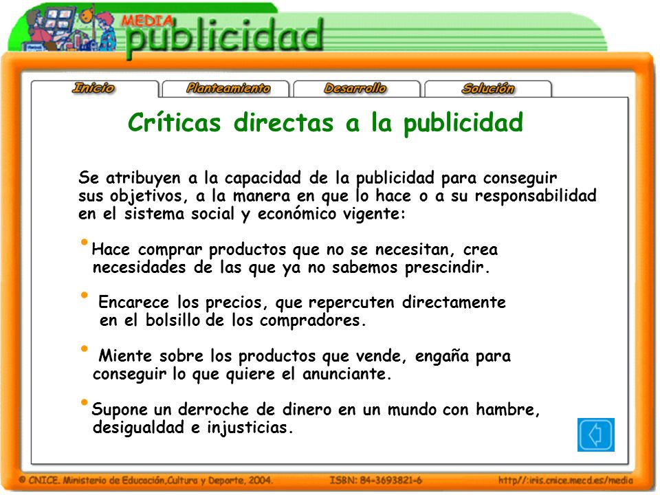 Críticas directas a la publicidad