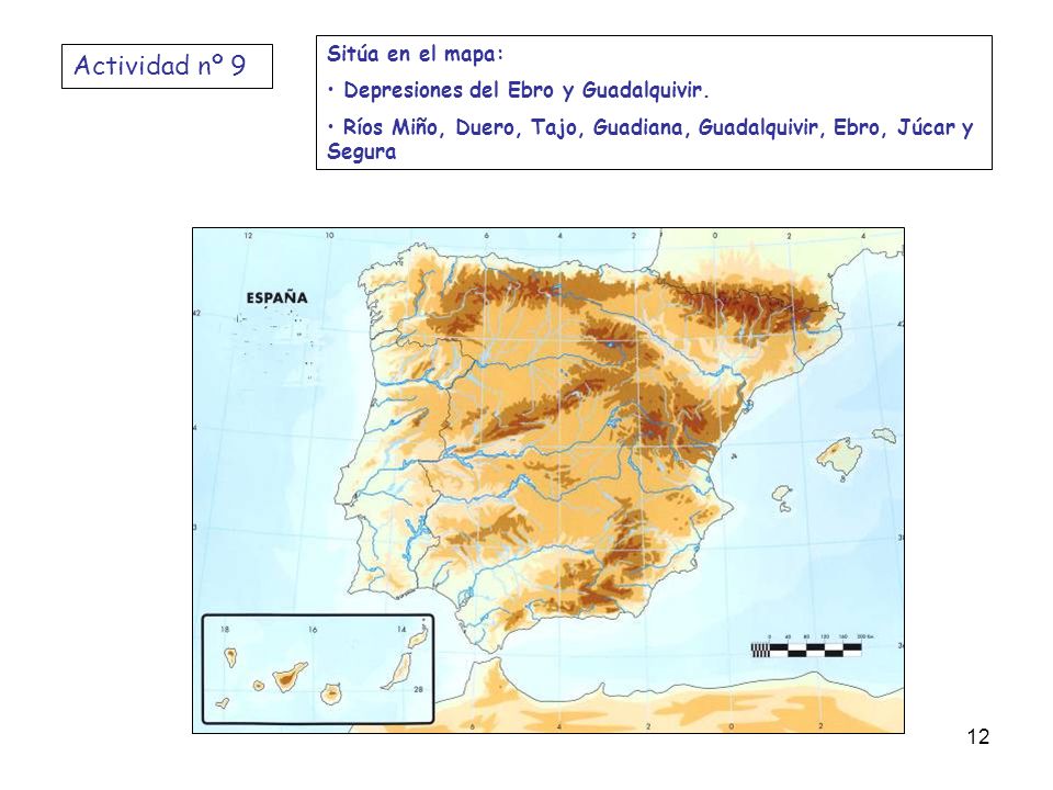 Actividad nº 9 Sitúa en el mapa: Depresiones del Ebro y Guadalquivir.