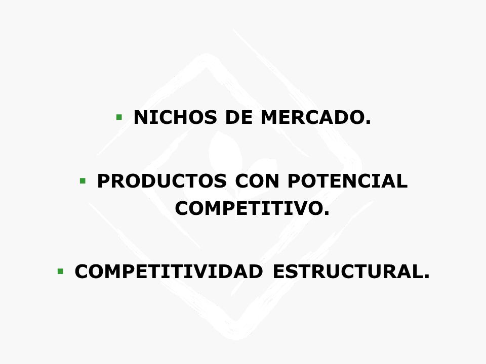 PRODUCTOS CON POTENCIAL COMPETITIVO. COMPETITIVIDAD ESTRUCTURAL.