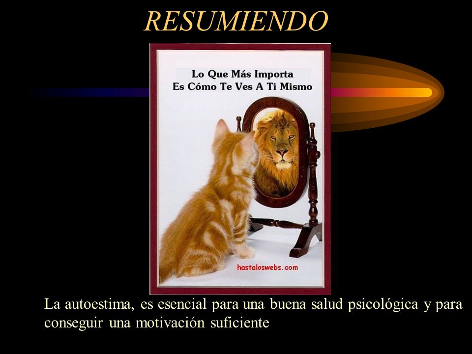 RESUMIENDO La autoestima, es esencial para una buena salud psicológica y para conseguir una motivación suficiente.