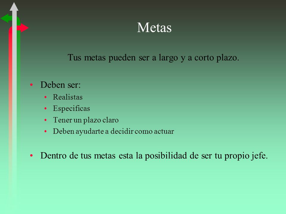 Tus metas pueden ser a largo y a corto plazo.