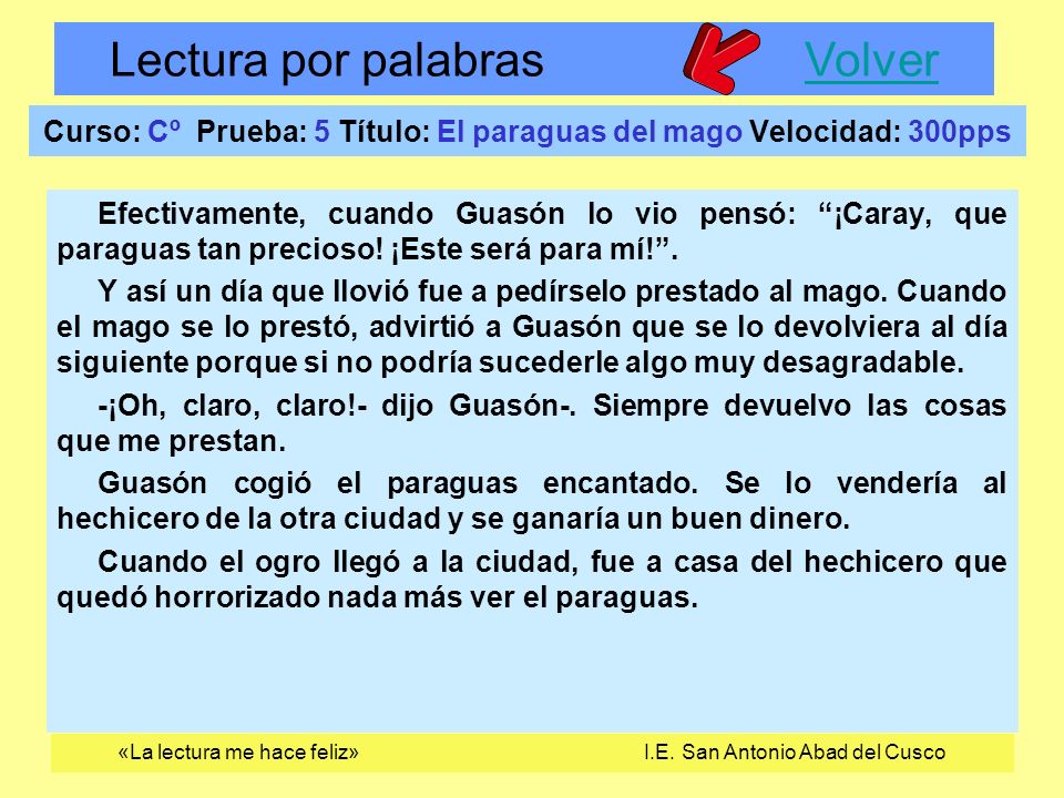 Curso: Cº Prueba: 5 Título: El paraguas del mago Velocidad: 300pps