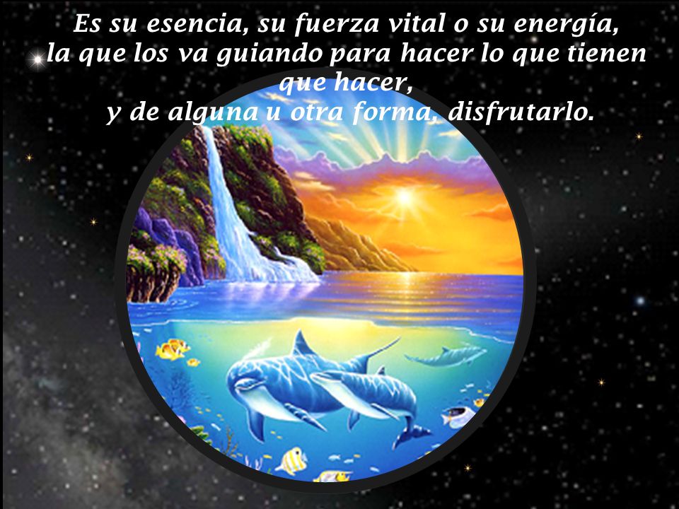 Es su esencia, su fuerza vital o su energía, la que los va guiando para hacer lo que tienen que hacer, y de alguna u otra forma, disfrutarlo.