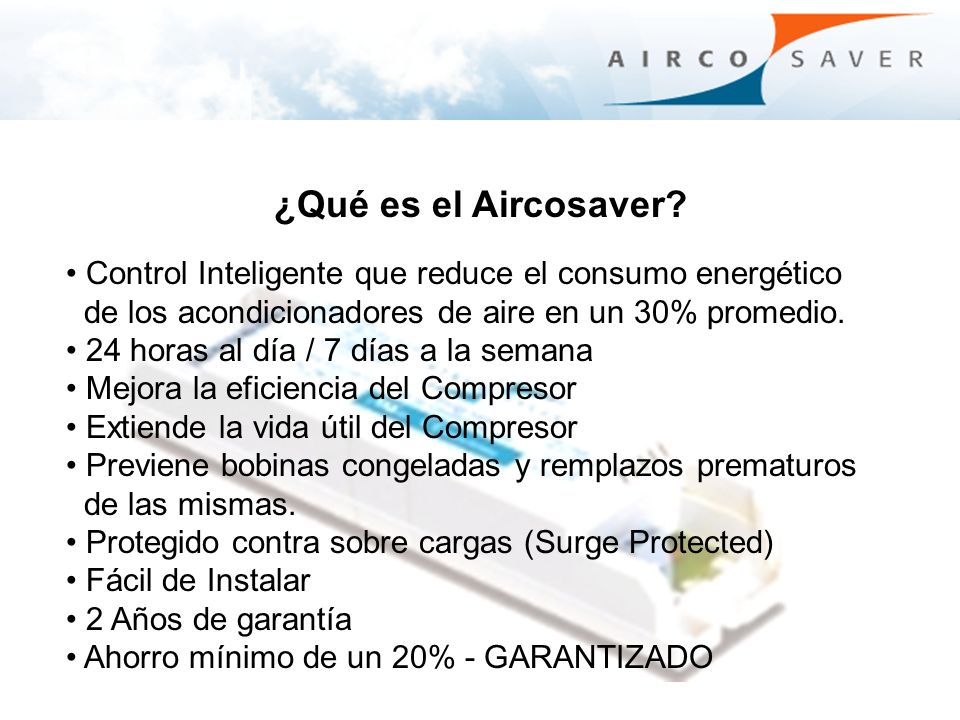 ¿Qué es el Aircosaver Control Inteligente que reduce el consumo energético. de los acondicionadores de aire en un 30% promedio.
