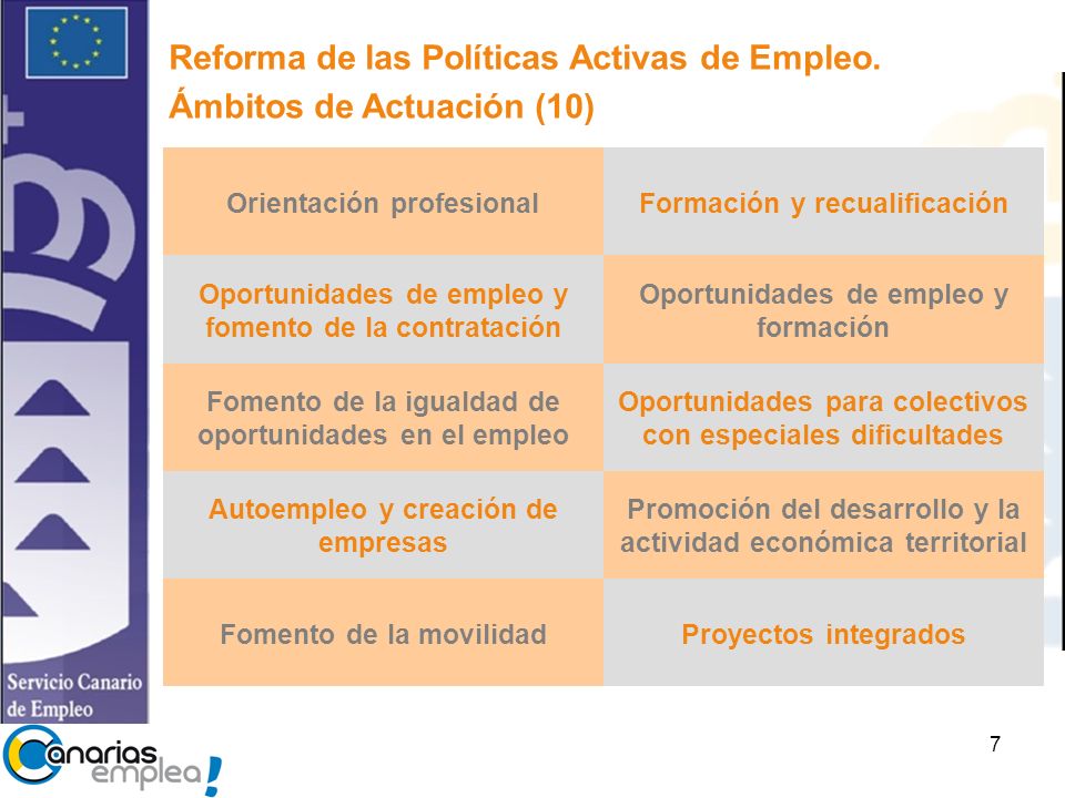 Reforma de las Políticas Activas de Empleo. Ámbitos de Actuación (10)
