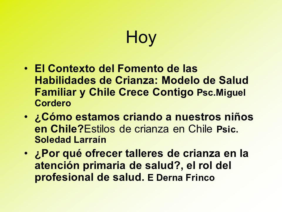 Hoy El Contexto del Fomento de las Habilidades de Crianza: Modelo de Salud Familiar y Chile Crece Contigo Psc.Miguel Cordero.