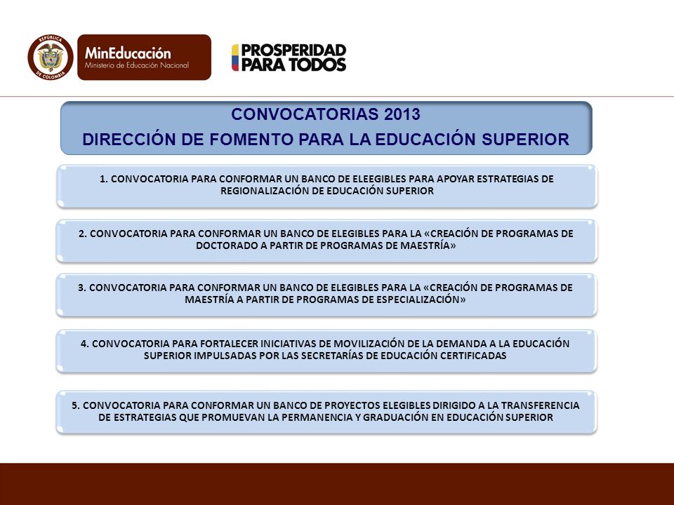 DIRECCIÓN DE FOMENTO PARA LA EDUCACIÓN SUPERIOR