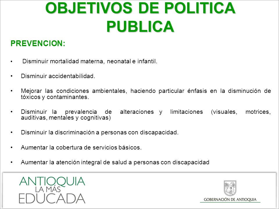 OBJETIVOS DE POLITICA PUBLICA