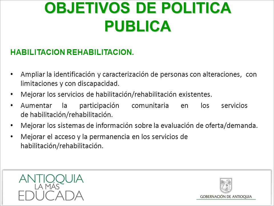 OBJETIVOS DE POLITICA PUBLICA