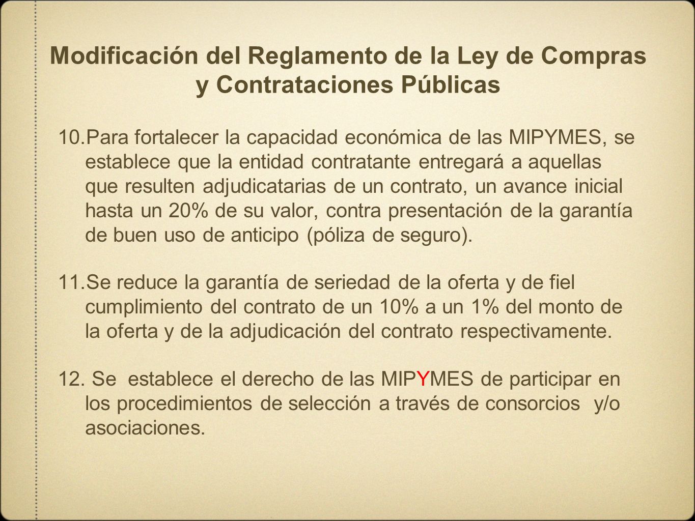 Modificación del Reglamento de la Ley de Compras y Contrataciones Públicas