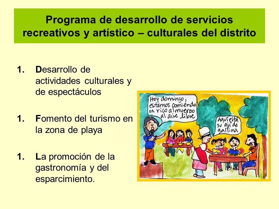 Programa de desarrollo de servicios recreativos y artístico – culturales del distrito