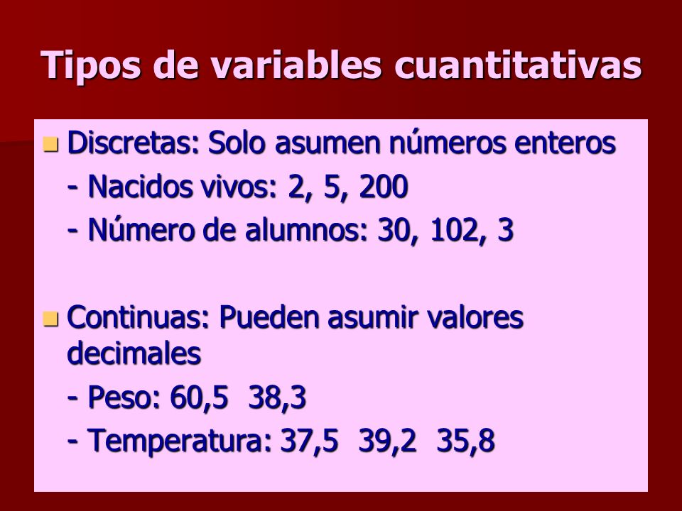 Tipos de variables cuantitativas