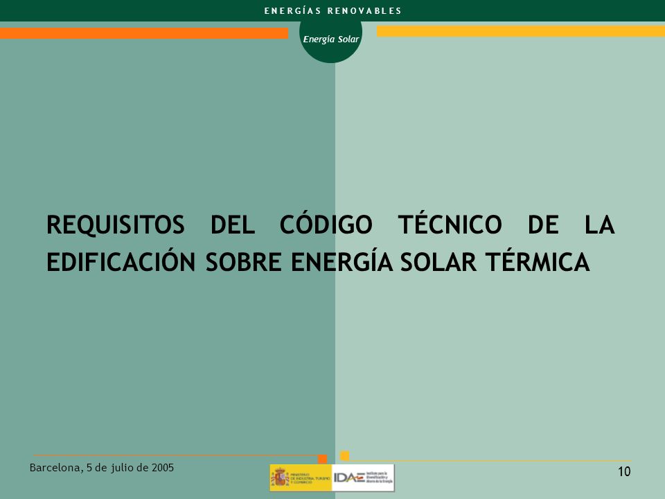 REQUISITOS DEL CÓDIGO TÉCNICO DE LA EDIFICACIÓN SOBRE ENERGÍA SOLAR TÉRMICA