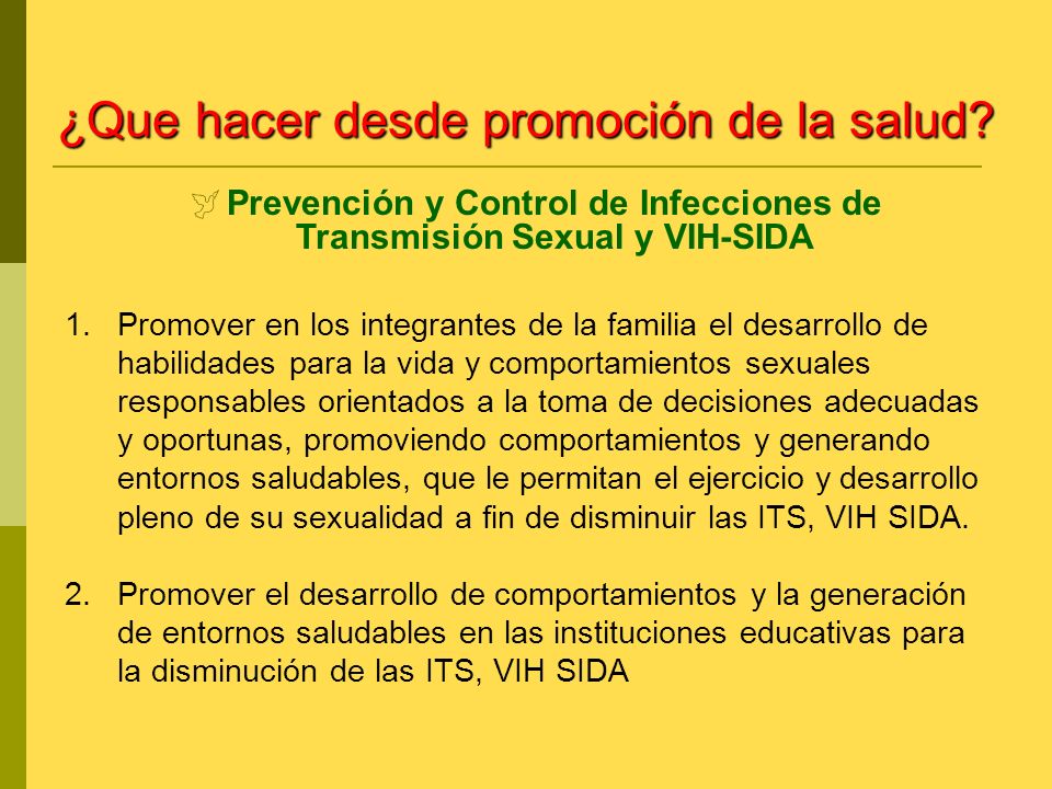 Prevención y Control de Infecciones de Transmisión Sexual y VIH-SIDA