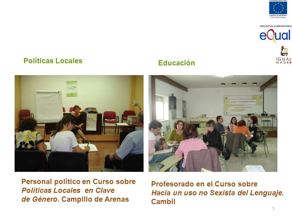 Políticas Locales Educación. Personal político en Curso sobre. Políticas Locales en Clave. de Género. Campillo de Arenas.
