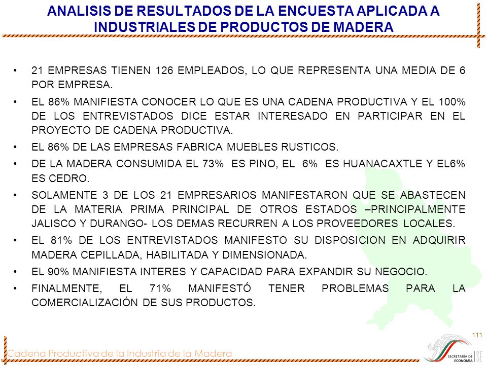 ANALISIS DE RESULTADOS DE LA ENCUESTA APLICADA A INDUSTRIALES DE PRODUCTOS DE MADERA