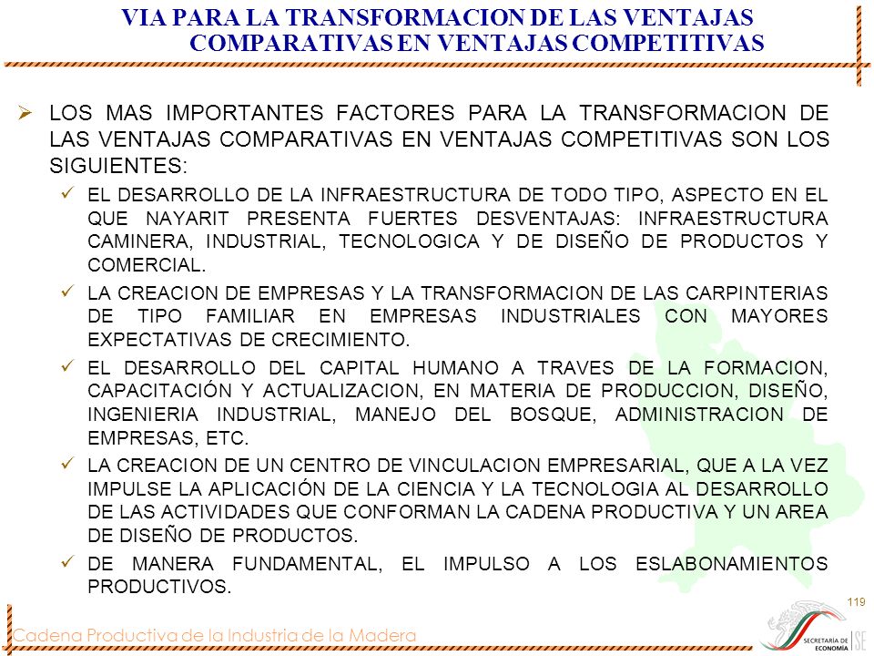 VIA PARA LA TRANSFORMACION DE LAS VENTAJAS COMPARATIVAS EN VENTAJAS COMPETITIVAS