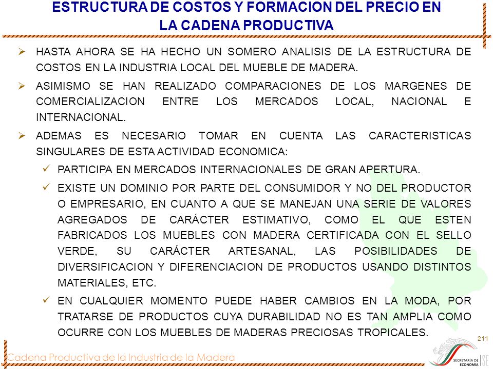 ESTRUCTURA DE COSTOS Y FORMACION DEL PRECIO EN LA CADENA PRODUCTIVA