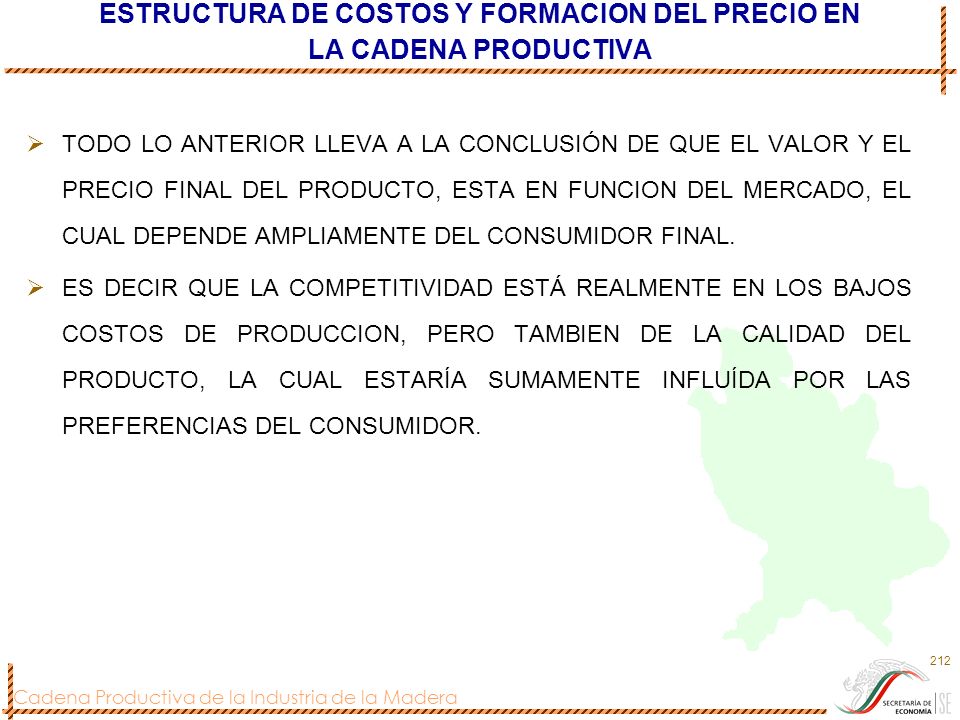 ESTRUCTURA DE COSTOS Y FORMACION DEL PRECIO EN LA CADENA PRODUCTIVA