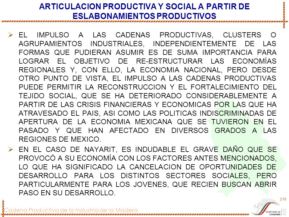 ARTICULACION PRODUCTIVA Y SOCIAL A PARTIR DE ESLABONAMIENTOS PRODUCTIVOS