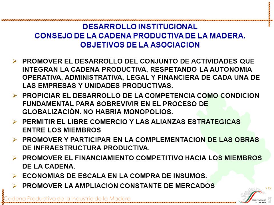 DESARROLLO INSTITUCIONAL CONSEJO DE LA CADENA PRODUCTIVA DE LA MADERA.