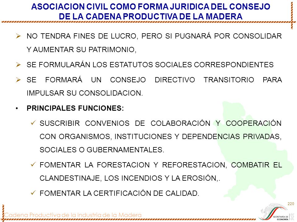 ASOCIACION CIVIL COMO FORMA JURIDICA DEL CONSEJO DE LA CADENA PRODUCTIVA DE LA MADERA