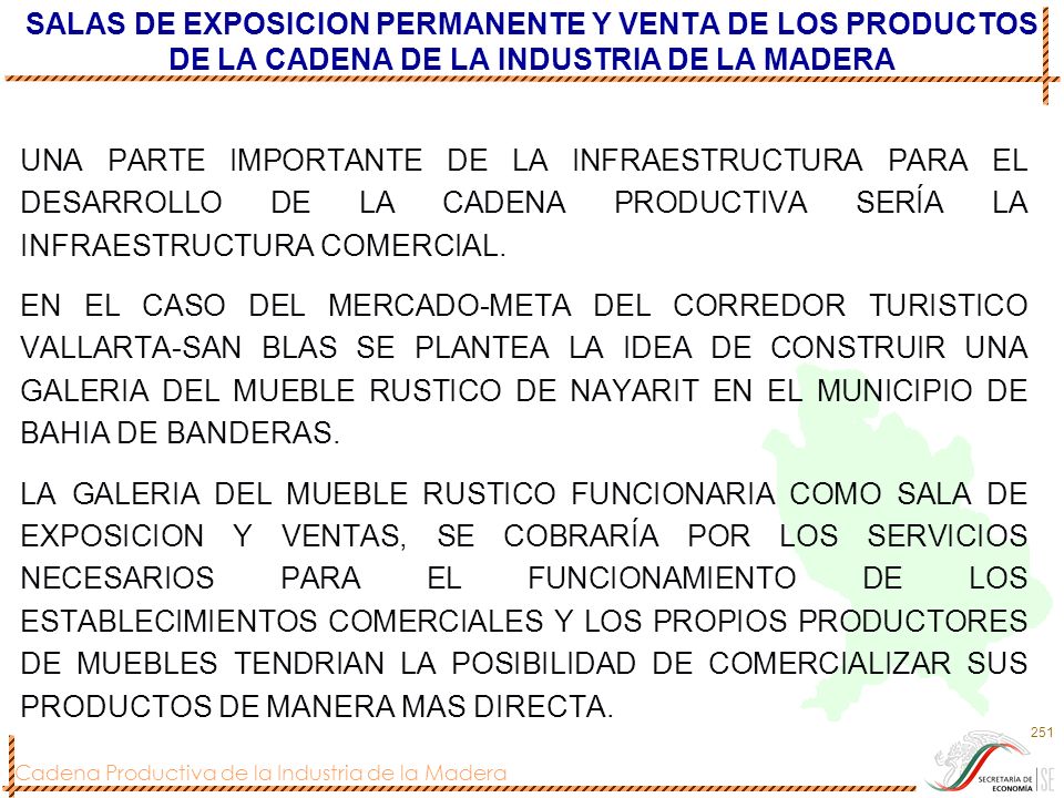 SALAS DE EXPOSICION PERMANENTE Y VENTA DE LOS PRODUCTOS DE LA CADENA DE LA INDUSTRIA DE LA MADERA