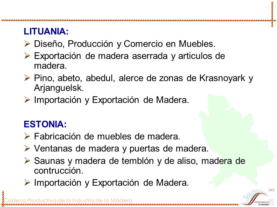 LITUANIA: Diseño, Producción y Comercio en Muebles. Exportación de madera aserrada y articulos de madera.