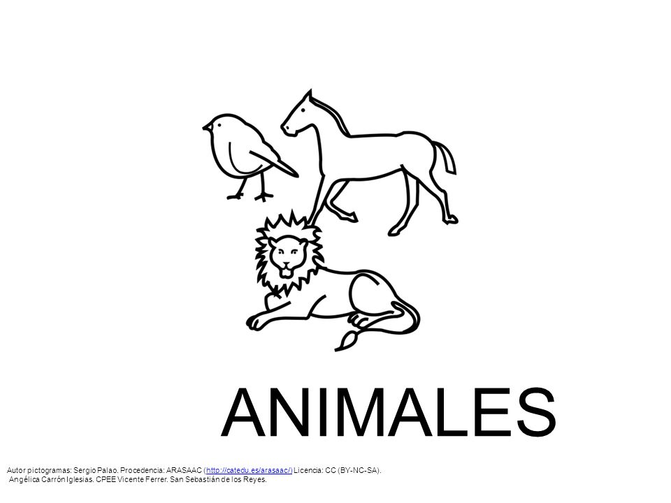 ANIMALES Autor pictogramas: Sergio Palao. Procedencia: ARASAAC (  Licencia: CC (BY-NC-SA).