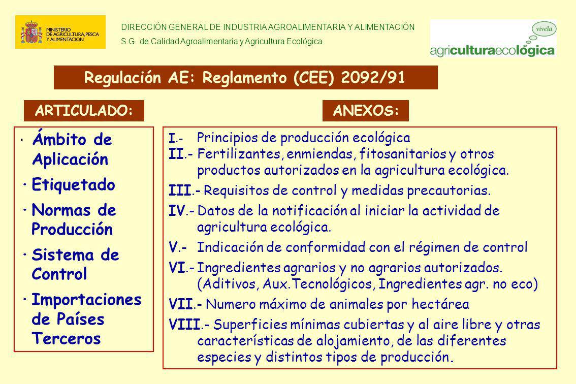 Regulación AE: Reglamento (CEE) 2092/91