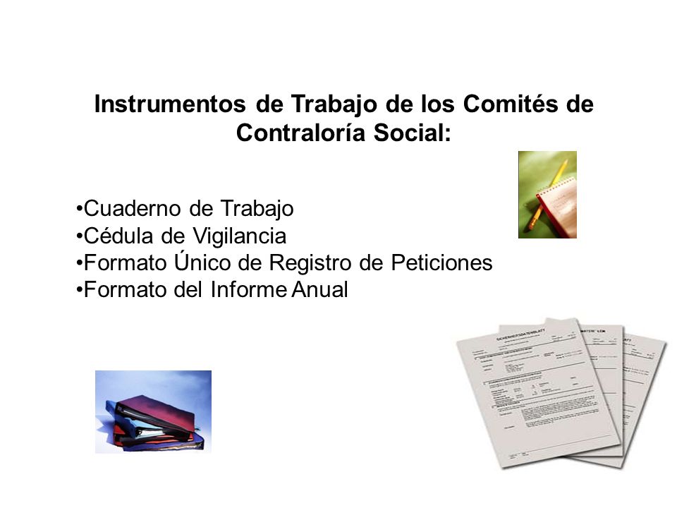 Instrumentos de Trabajo de los Comités de Contraloría Social: