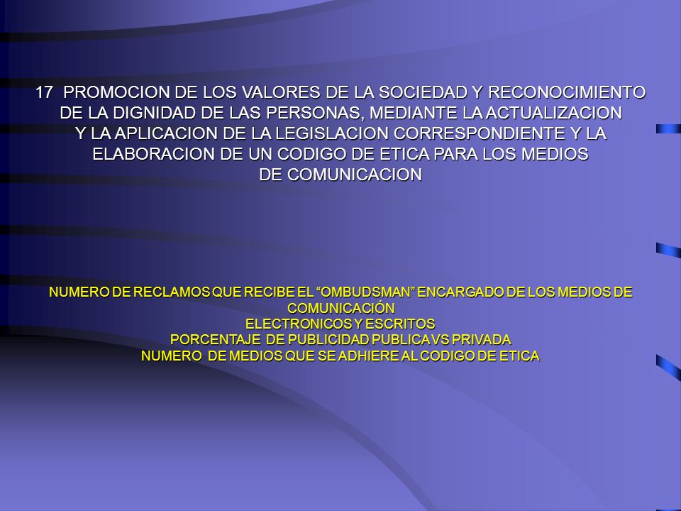 17 PROMOCION DE LOS VALORES DE LA SOCIEDAD Y RECONOCIMIENTO