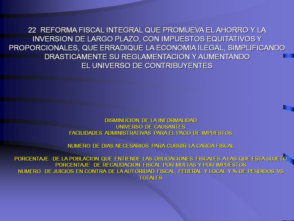 22 REFORMA FISCAL INTEGRAL QUE PROMUEVA EL AHORRO Y LA