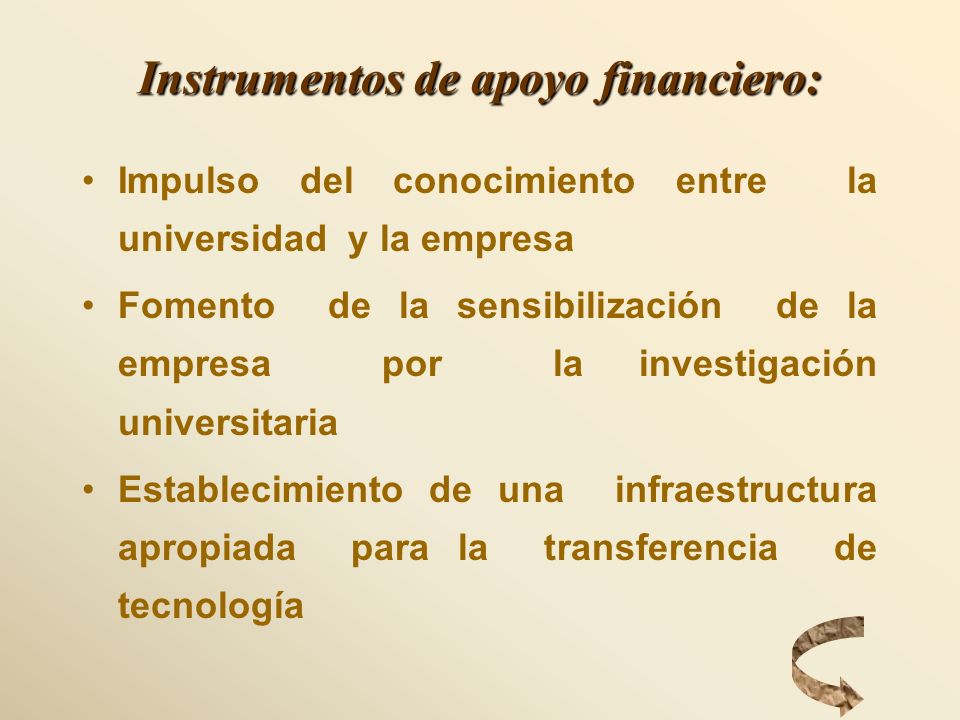 Instrumentos de apoyo financiero: