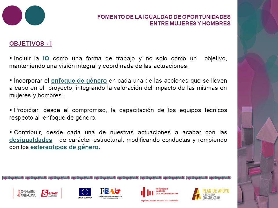 FOMENTO DE LA IGUALDAD DE OPORTUNIDADES ENTRE MUJERES Y HOMBRES